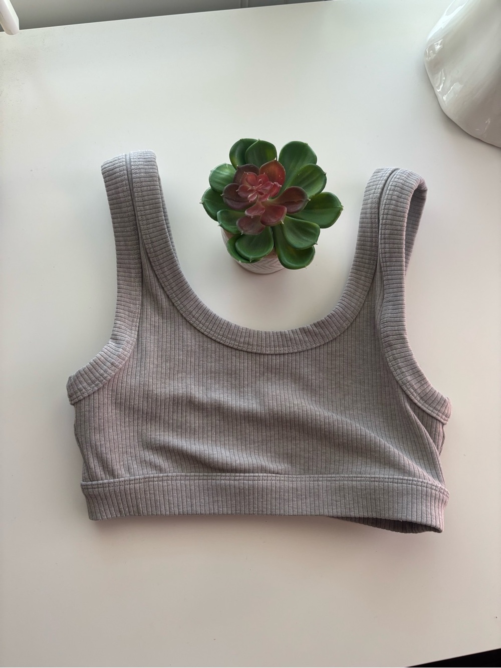ALO Yoga Gray Ribbed Bralette XS